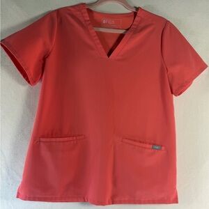 LIKE NEW LIMITED EDITION CORAL Figs Women's V-Neck Top & Jogger Scrub Pant SET